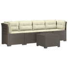 4-Persoons Tuin Sofa met Kussens Rieten Look PP Lichtgrijs