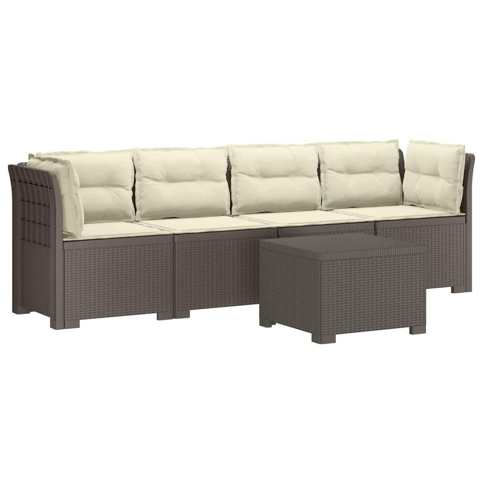 4-Persoons Tuin Sofa met Kussens Rieten Look PP Lichtgrijs