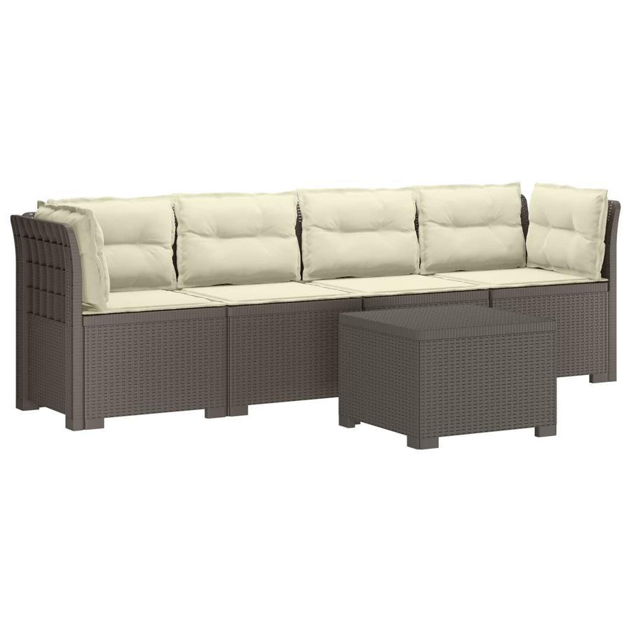 4-Persoons Tuin Sofa met Kussens Rieten Look PP Lichtgrijs