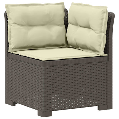 4-Persoons Tuin Sofa met Kussens Rieten Look PP Lichtgrijs