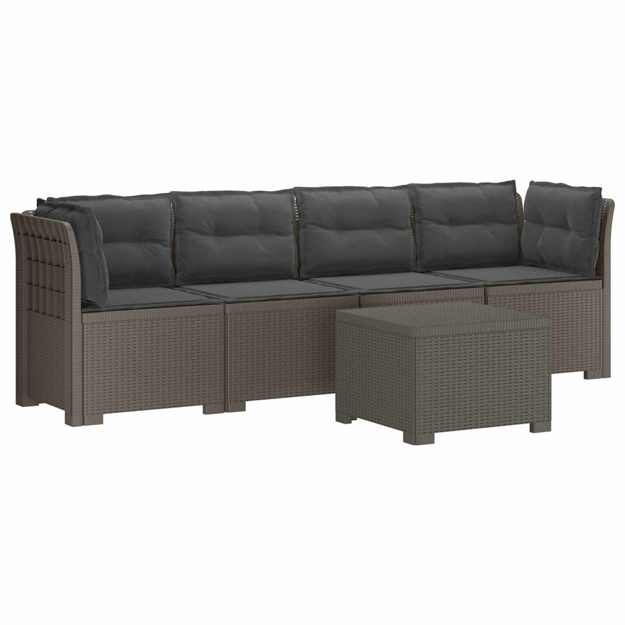 4-Persoons Tuin Sofa met Kussens Rieten Look PP Lichtgrijs