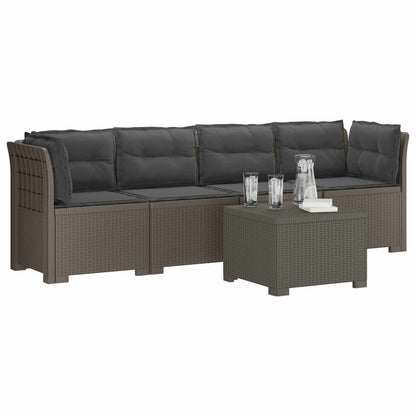 4-Persoons Tuin Sofa met Kussens Rieten Look PP Lichtgrijs