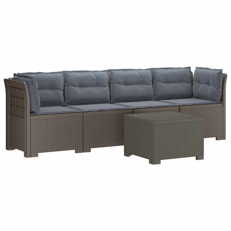 4-Persoons Tuin Sofa met Kussens Rieten Look PP Lichtgrijs