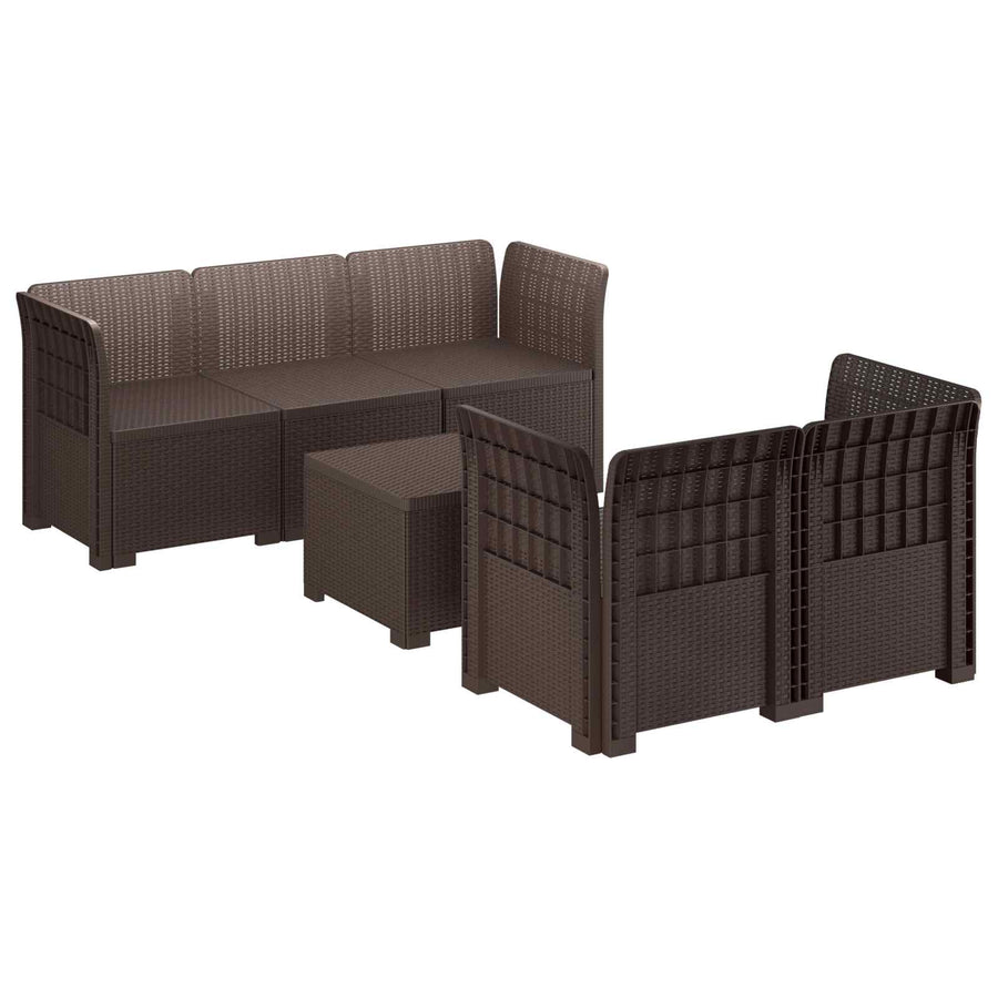 5-Zits Tuin Sofa Rattan Look PP Bruin