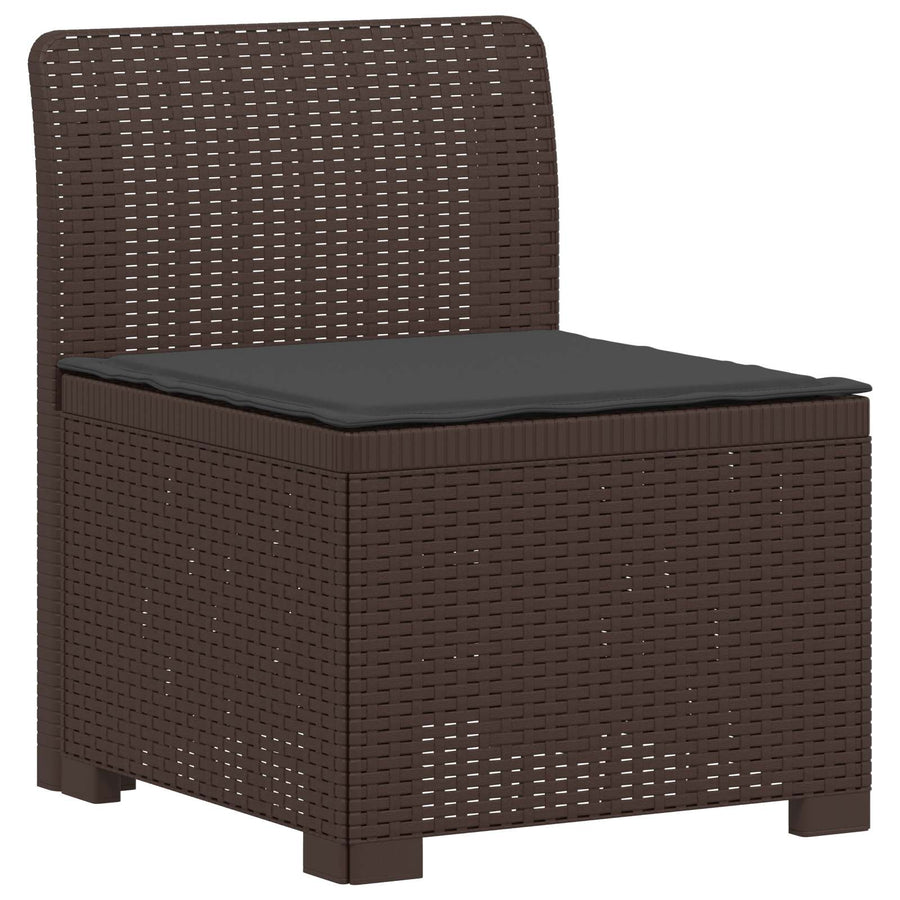 5-Zits Tuin Sofa met Kussens Rattan Look PP Bruin