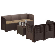 5-Zits Tuin Sofa met Kussens Rattan Look PP Bruin