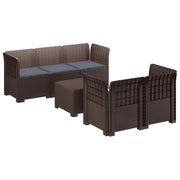 Modulaire tuinbank 5 zitplaatsen bruin rattan look