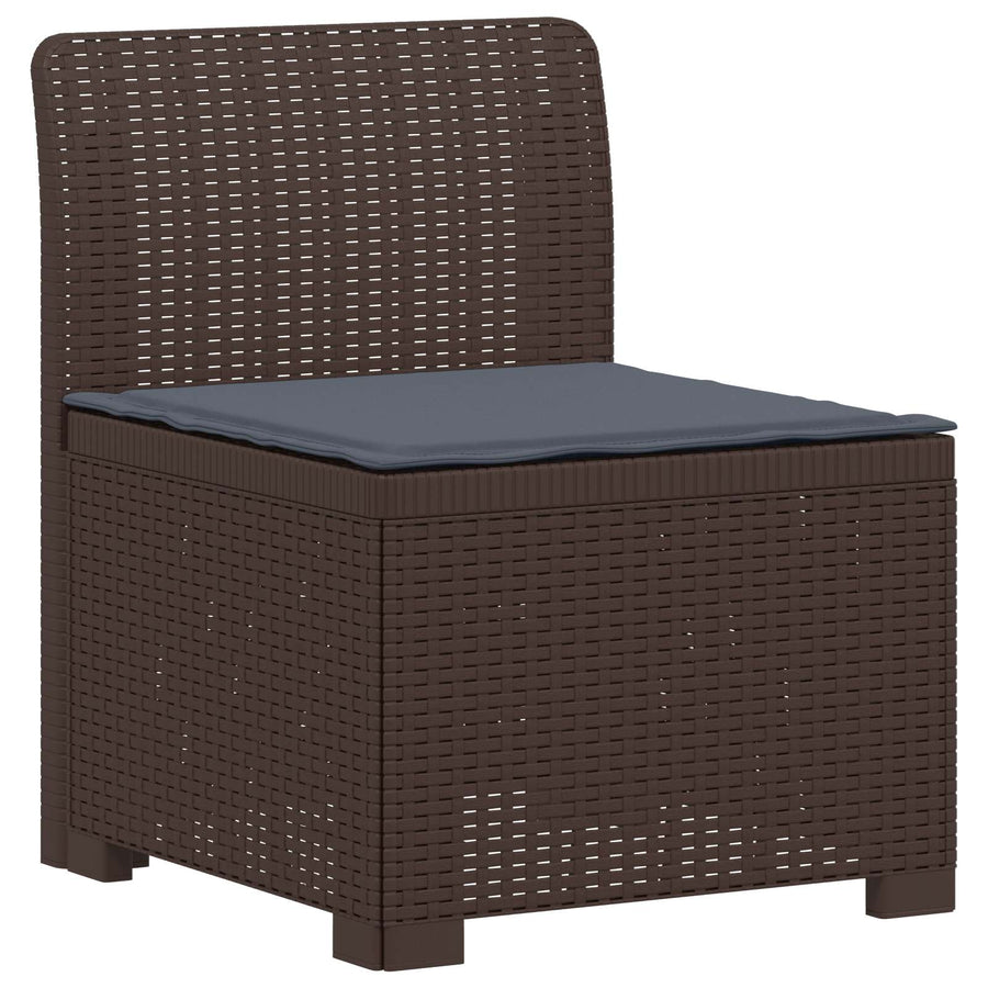 5-Zits Tuin Sofa met Kussens Rattan Look PP Bruin