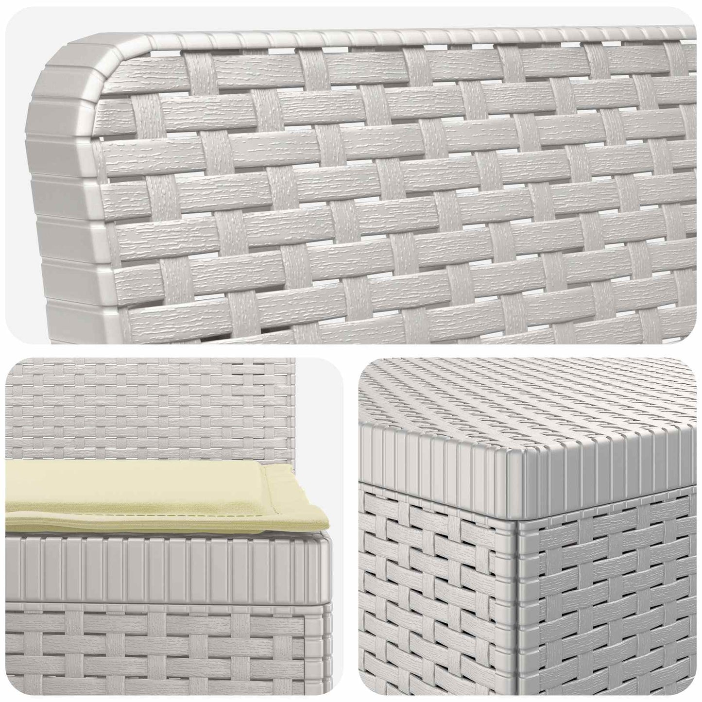 5-Zits Tuin Sofa met Kussens Rattan Look PP Wit