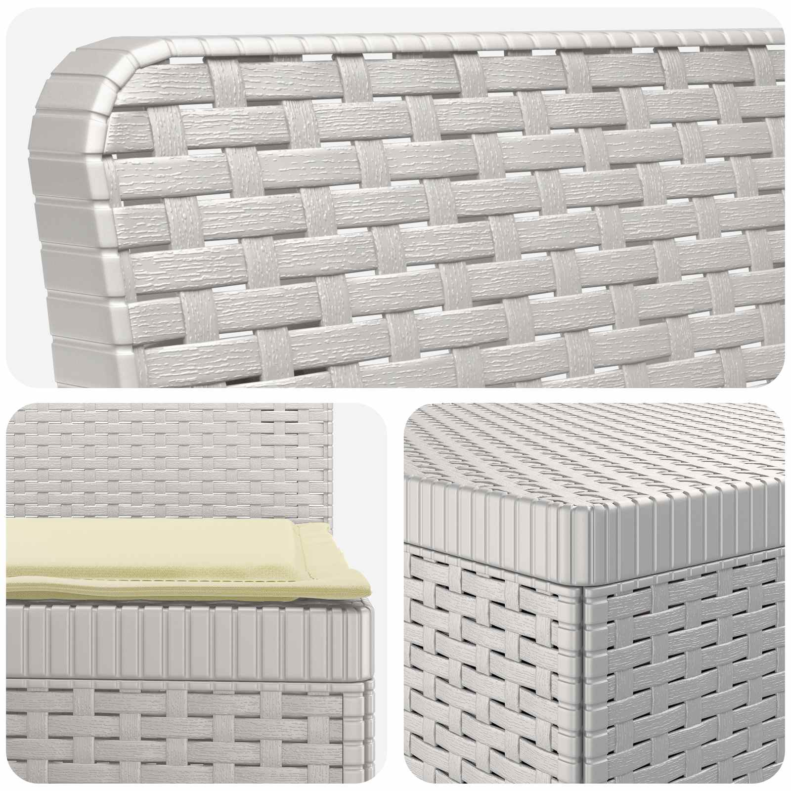 5-Zits Tuin Sofa met Kussens Rattan Look PP Wit