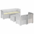 5-Zits Tuin Sofa met Kussens Rattan Look PP Wit