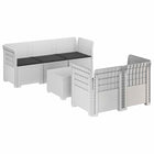 5-Zits Tuin Sofa met Kussens Rattan Look PP Wit