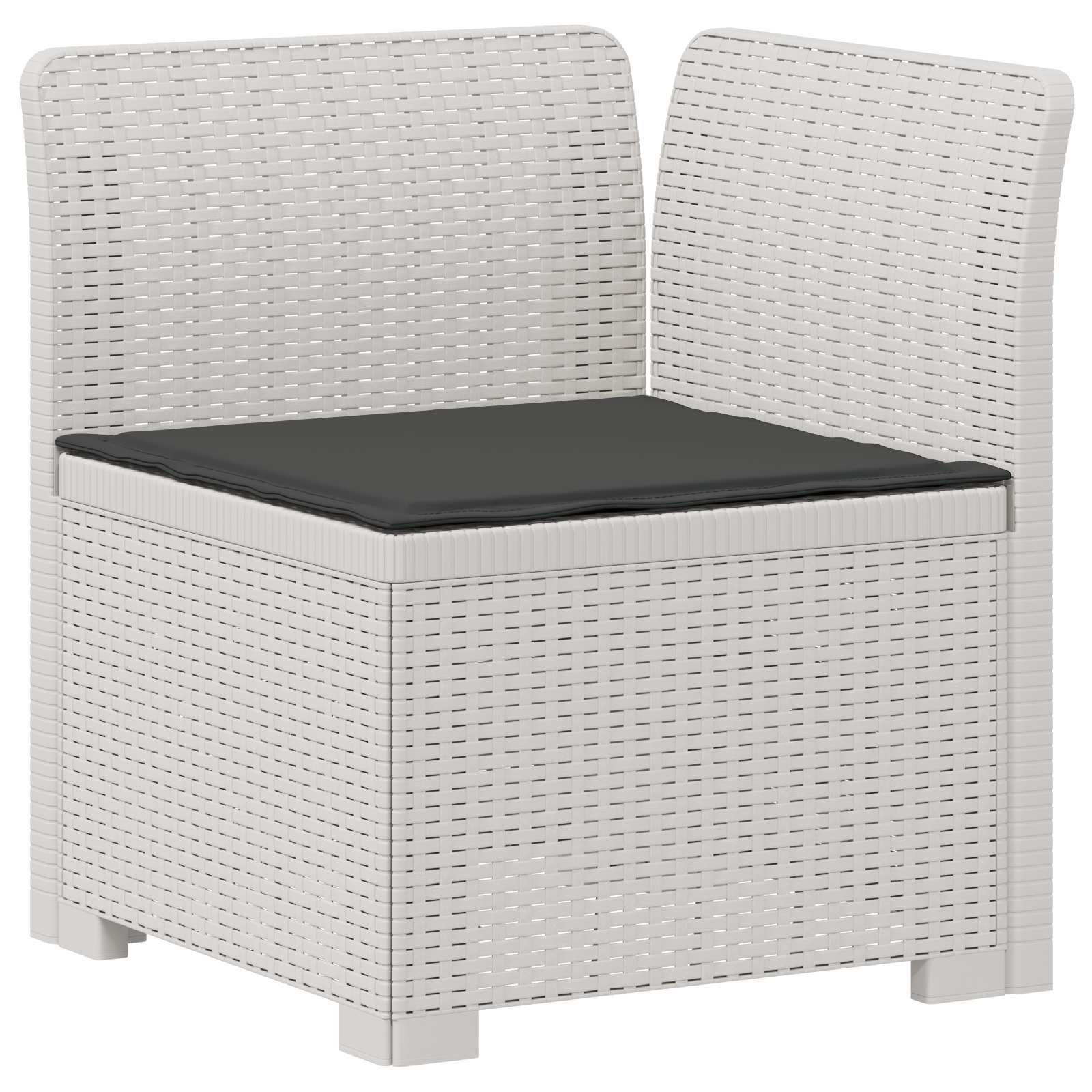 5-Zits Tuin Sofa met Kussens Rattan Look PP Wit