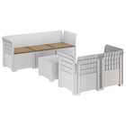 5-Zits Tuin Sofa met Kussens Rattan Look PP Wit