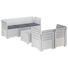 5-Zits Tuin Sofa met Kussens Rattan Look PP Wit