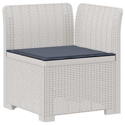5-Zits Tuin Sofa met Kussens Rattan Look PP Wit