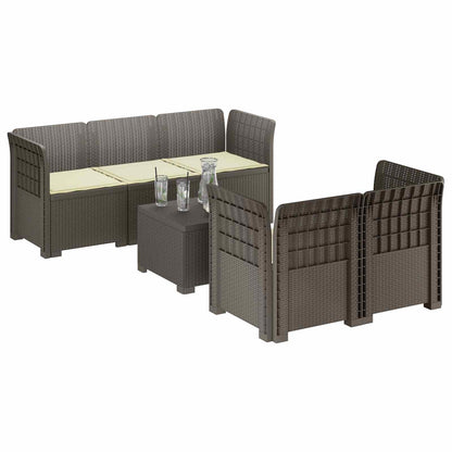 5-Zits Tuin Sofa met Kussens Rattan Look PP Lichtgrijs