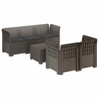 5-Zits Tuin Sofa met Kussens Rattan Look PP Lichtgrijs