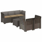 5-Zits Tuin Sofa met Kussens Rattan Look PP Lichtgrijs