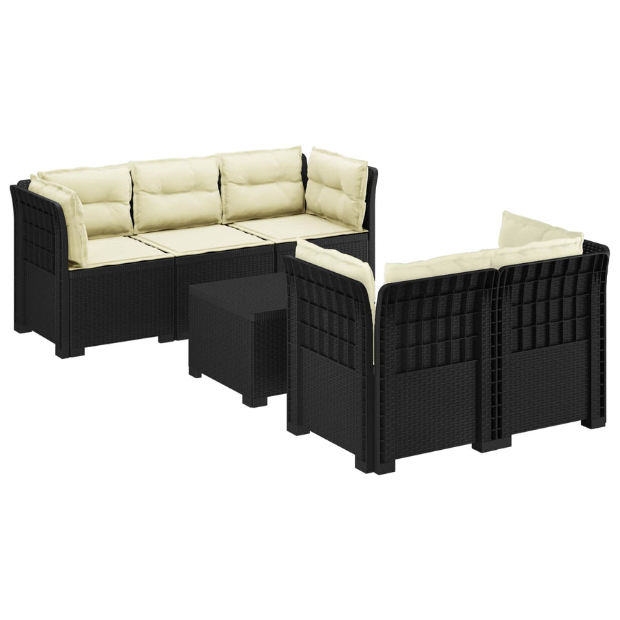 5-Zits Tuin Sofa met Kussens Rattan Look PP Antraciet