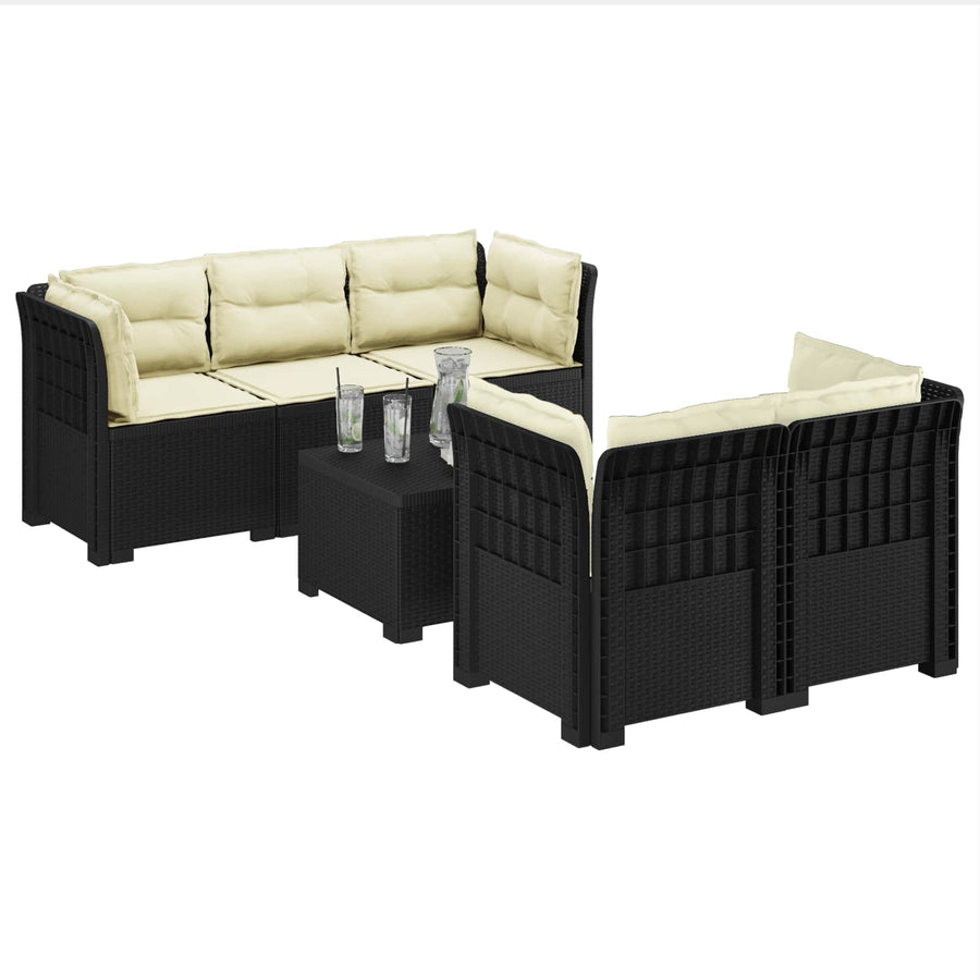 5-Zits Tuin Sofa met Kussens Rattan Look PP Antraciet