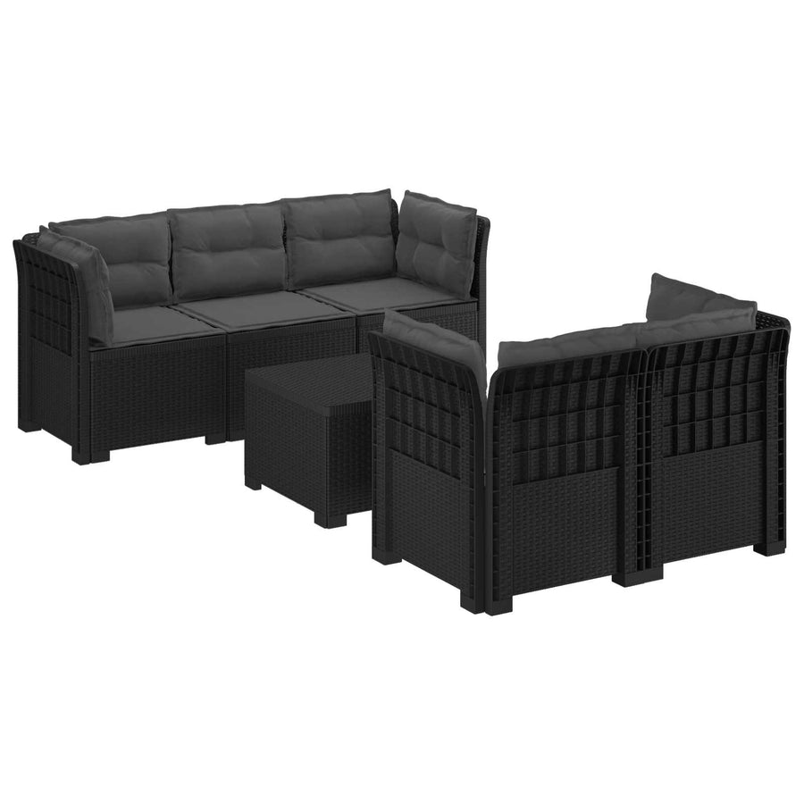 5-Zits Tuin Sofa met Kussens Rattan Look PP Antraciet