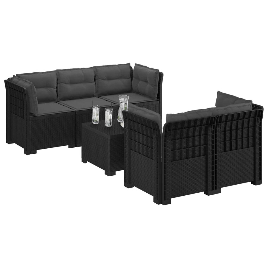 5-Zits Tuin Sofa met Kussens Rattan Look PP Antraciet
