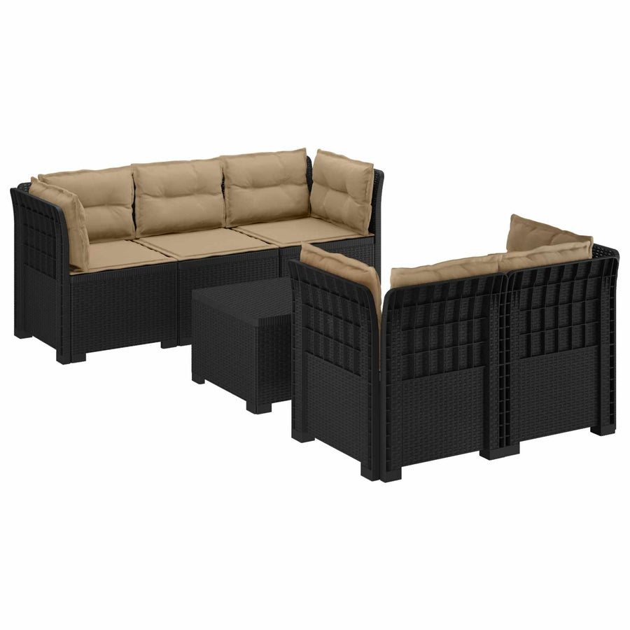 5-Zits Tuin Sofa met Kussens Rattan Look PP Antraciet