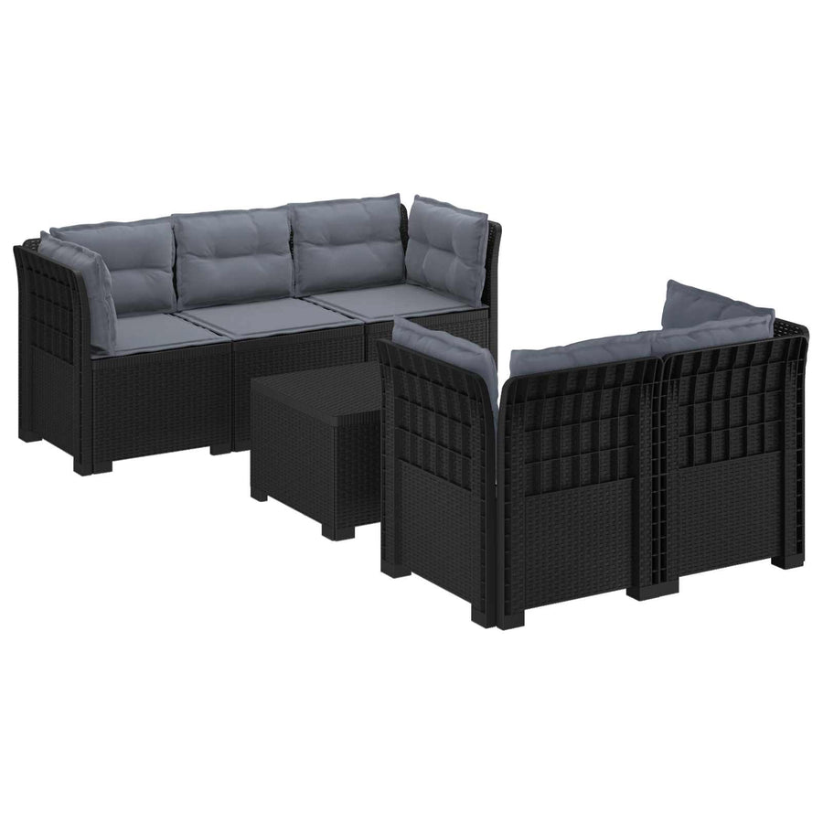 5-Zits Tuin Sofa met Kussens Rattan Look PP Antraciet