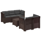 5-Zits Tuin Sofa met Kussens Rattan Look PP Bruin