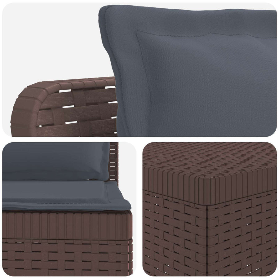 5-Zits Tuin Sofa met Kussens Rattan Look PP Bruin
