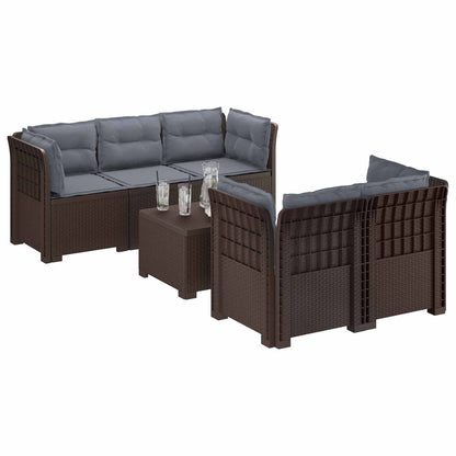 5-Zits Tuin Sofa met Kussens Rattan Look PP Bruin