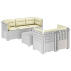 5-Zits Tuin Sofa met Kussens Rattan Look PP Wit