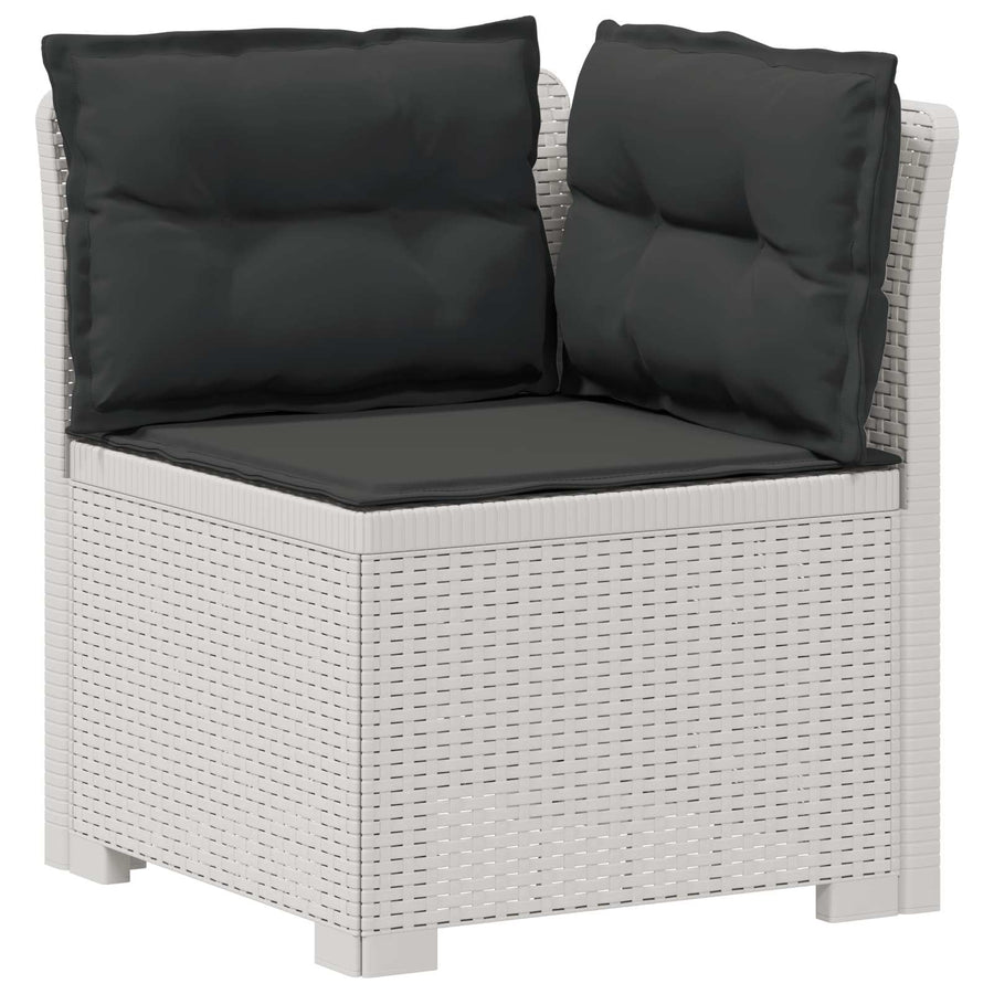 5-Zits Tuin Sofa met Kussens Rattan Look PP Wit