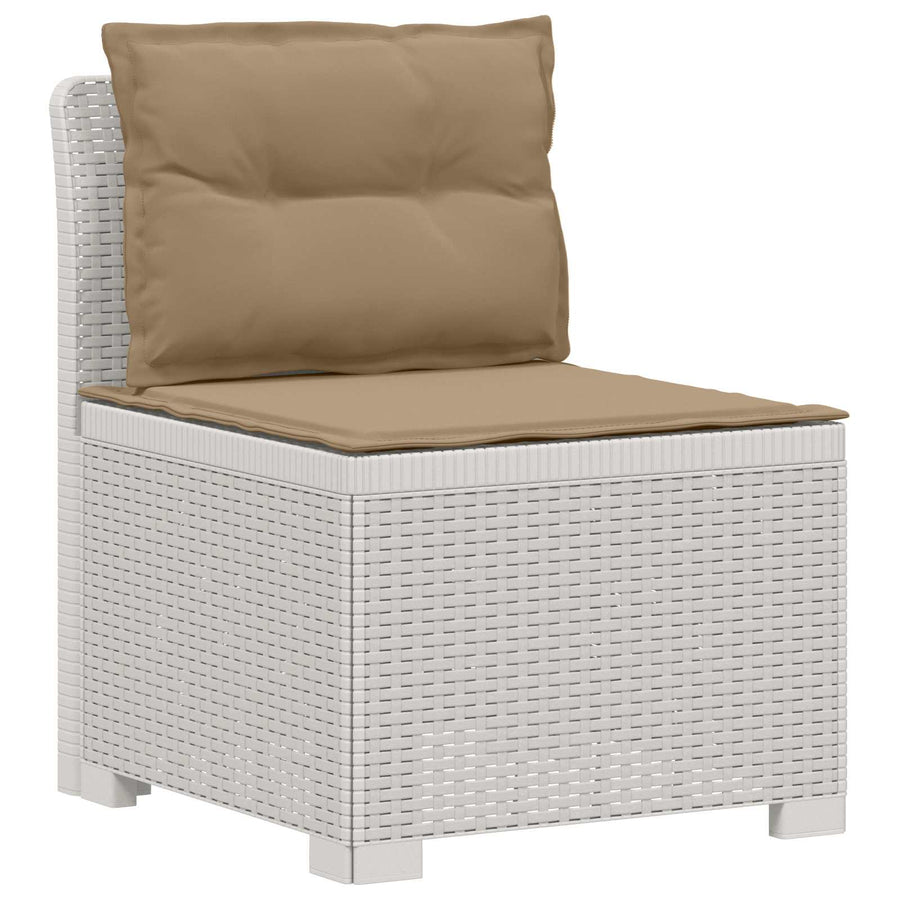 5-Zits Tuin Sofa met Kussens Rattan Look PP Wit
