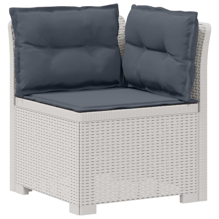 5-Zits Tuin Sofa met Kussens Rattan Look PP Wit