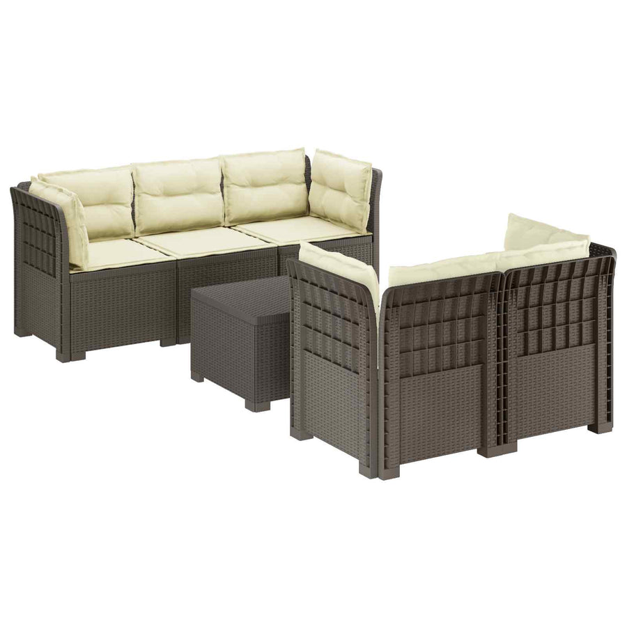 5-Zits Tuin Sofa met Kussens Rattan Look PP Lichtgrijs