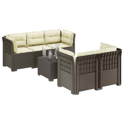 5-Zits Tuin Sofa met Kussens Rattan Look PP Lichtgrijs