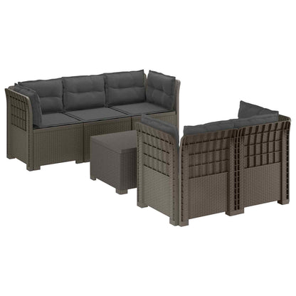 5-Zits Tuin Sofa met Kussens Rattan Look PP Lichtgrijs