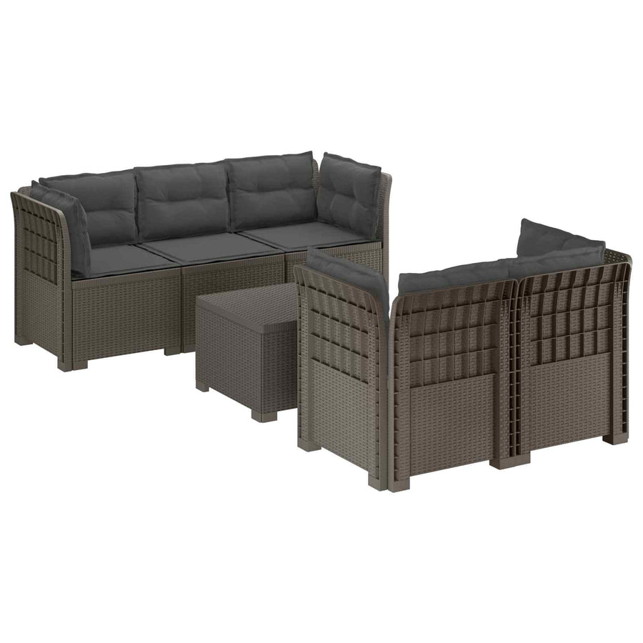 5-Zits Tuin Sofa met Kussens Rattan Look PP Lichtgrijs