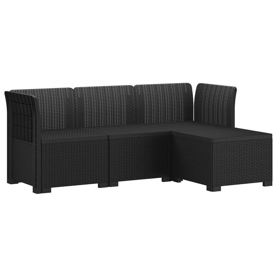 4-Persoons Tuinbank Rieten Look PP Antraciet