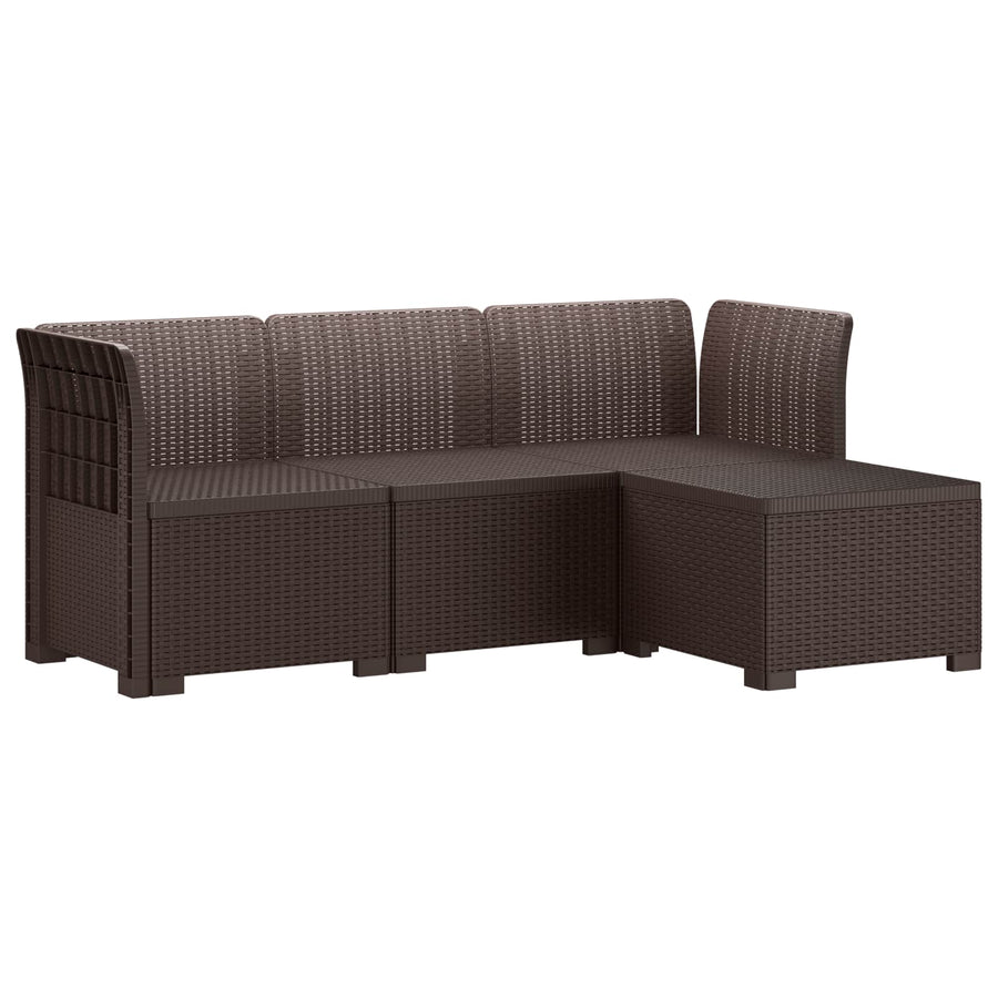 4-Persoons Tuinbank Rieten Look PP Bruin