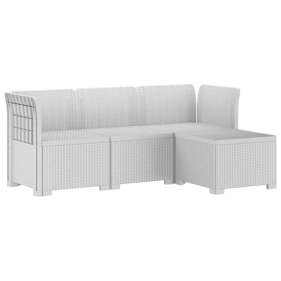 4-Persoons Tuinbank Rieten Look PP Wit