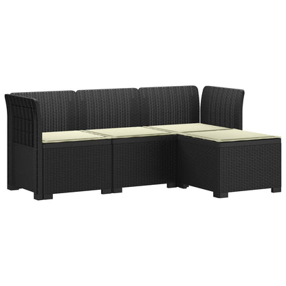 4-Persoons Tuinbank met Kussens Rieten Look PP Antraciet
