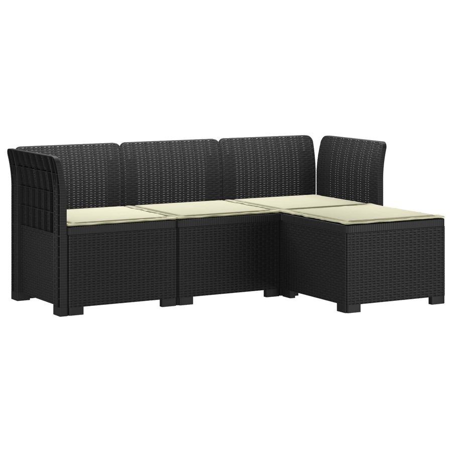 4-Persoons Tuinbank met Kussens Rieten Look PP Antraciet