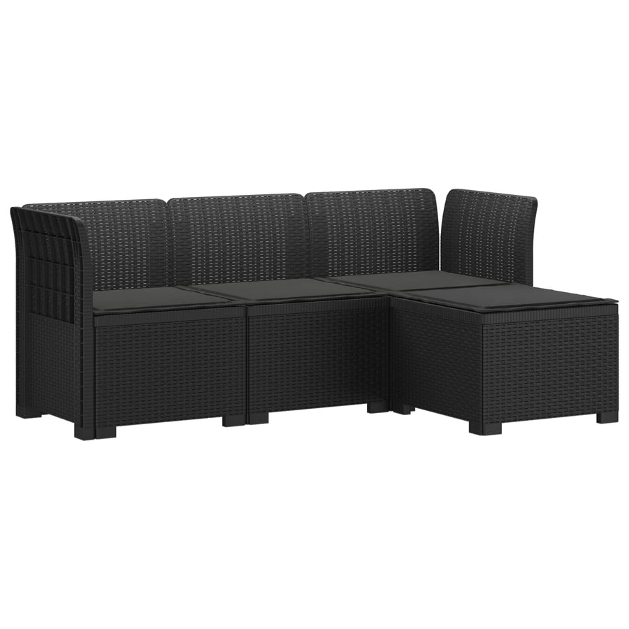 4-Persoons Tuinbank met Kussens Rieten Look PP Antraciet