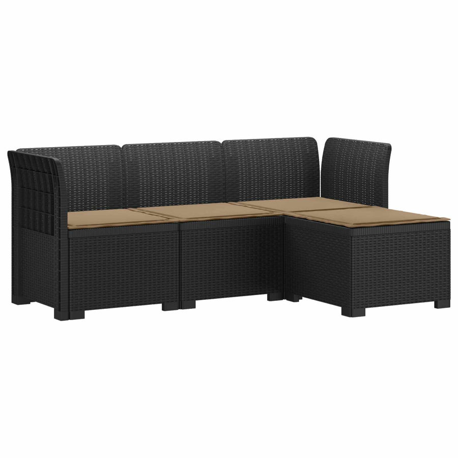 4-Persoons Tuinbank met Kussens Rieten Look PP Antraciet
