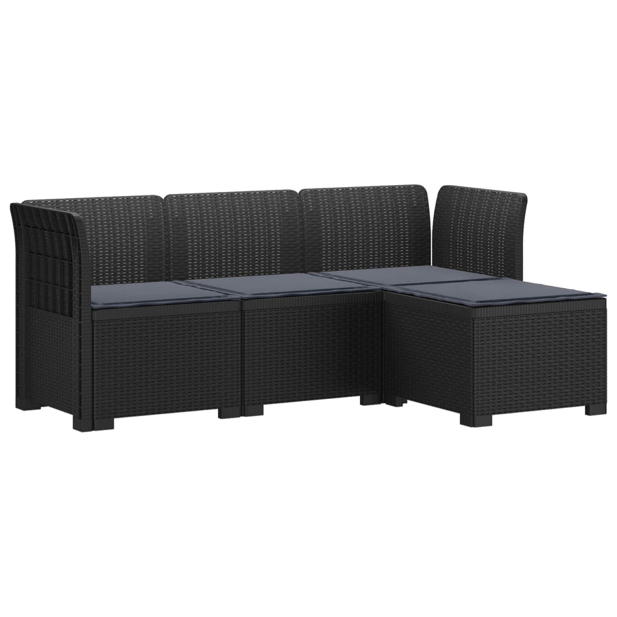 4-Persoons Tuinbank met Kussens Rieten Look PP Antraciet