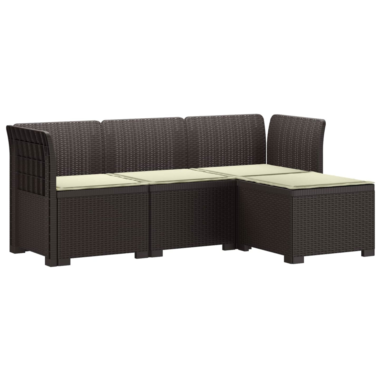 4-Persoons Tuinbank met Kussens Rieten Look PP Bruin