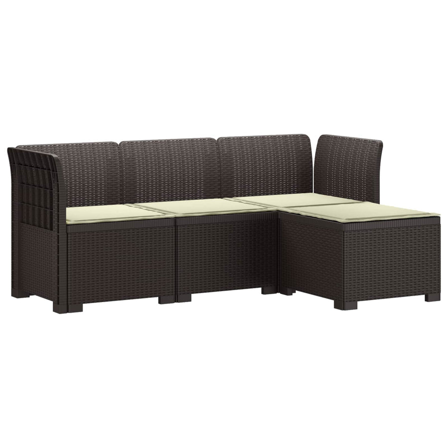 4-Persoons Tuinbank met Kussens Rieten Look PP Bruin